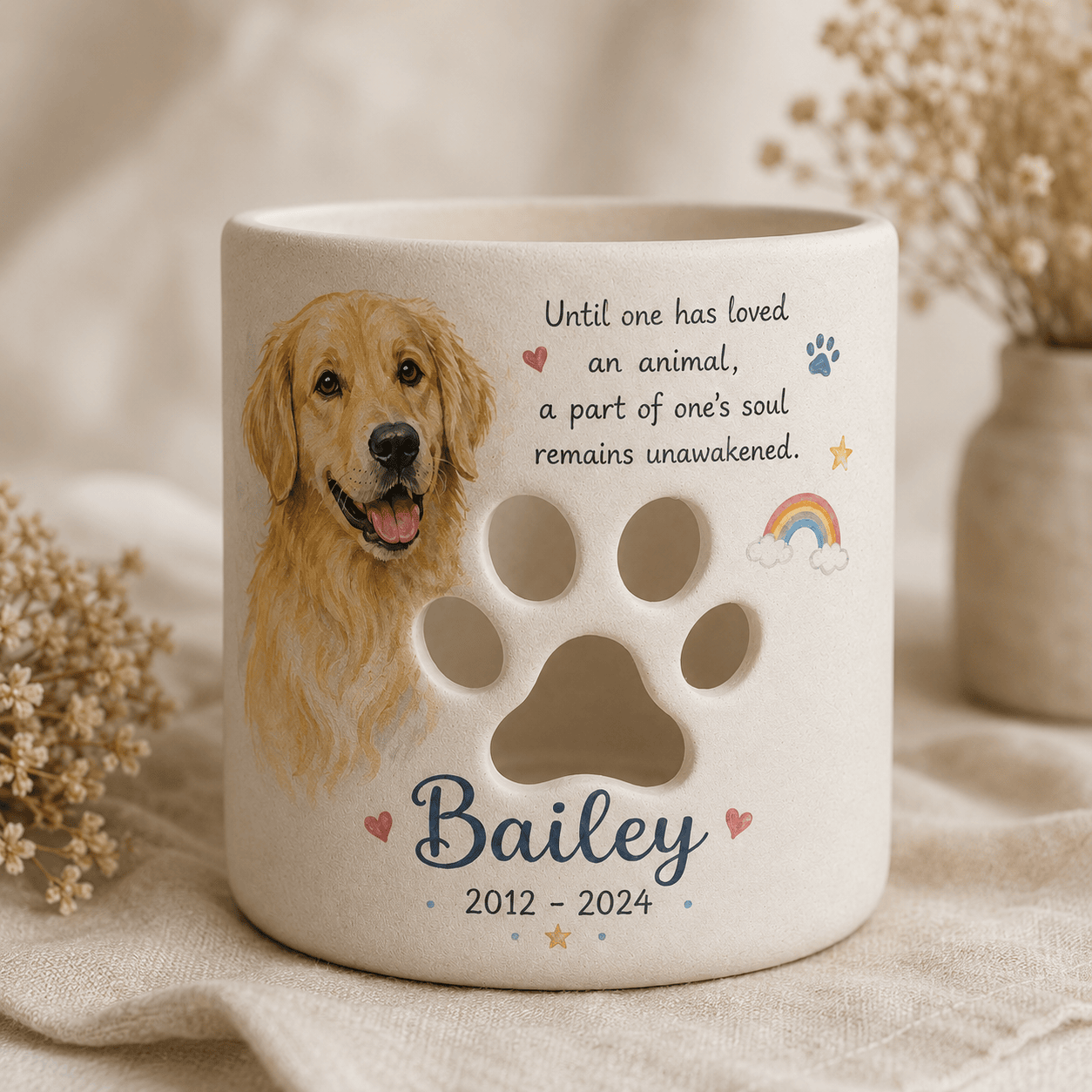 Personalized Pet Memorial Candle Holder – Custom Dog Remembrance Gift