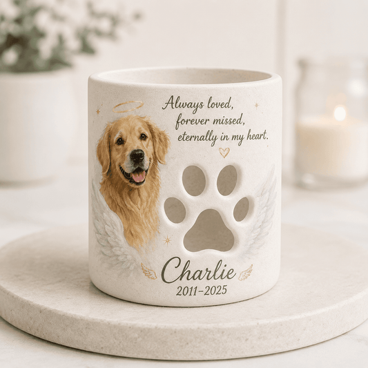 Personalized Golden Retriever Memorial Candle Holder – Custom Pet Loss Remembrance Gift