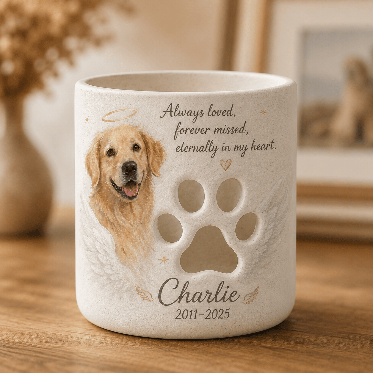 Personalized Golden Retriever Memorial Candle Holder – Custom Pet Loss Remembrance Gift