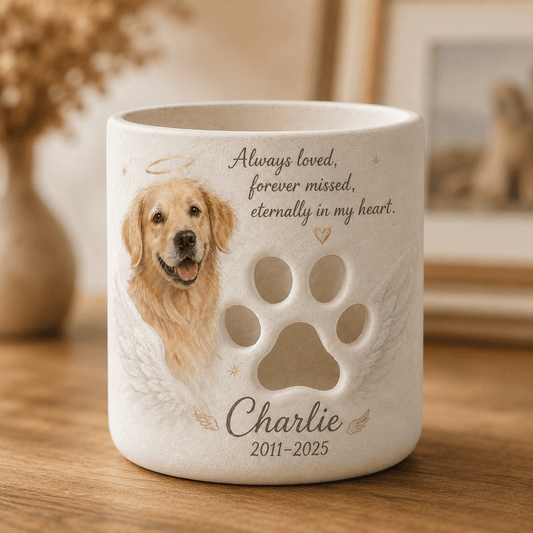 Personalized Golden Retriever Memorial Candle Holder – Custom Pet Loss Remembrance Gift