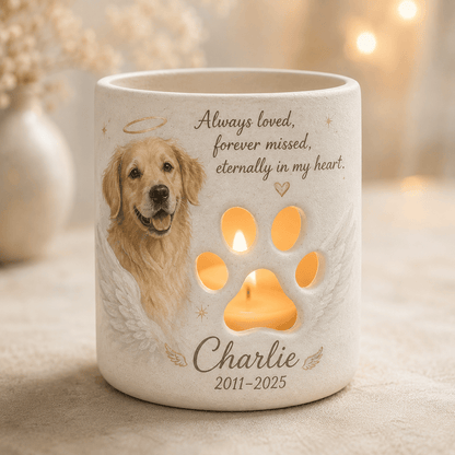 Personalized Golden Retriever Memorial Candle Holder – Custom Pet Loss Remembrance Gift