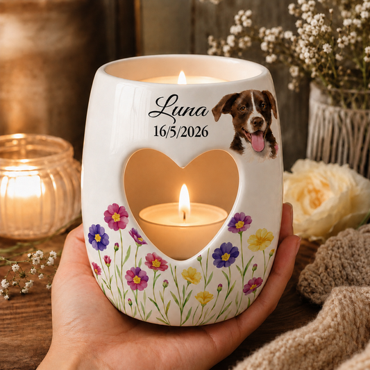 Personalised Memorial Candle Holder, Custom Pet Loss Remembrance Gift, Dog Passed Away Sympathy Gift