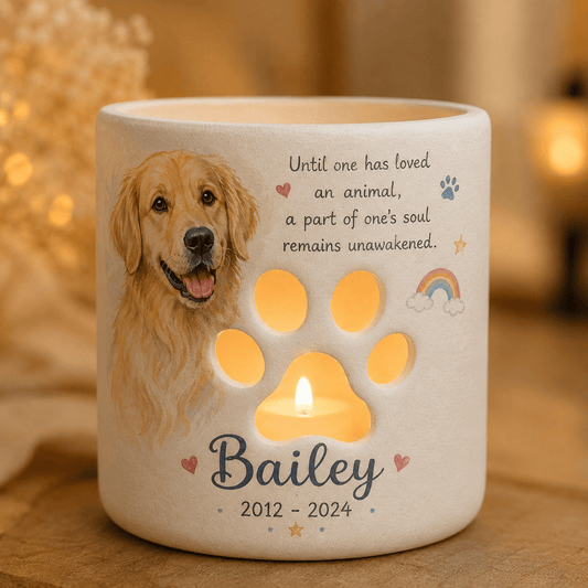 Personalized Pet Memorial Candle Holder – Custom Dog Remembrance Gift