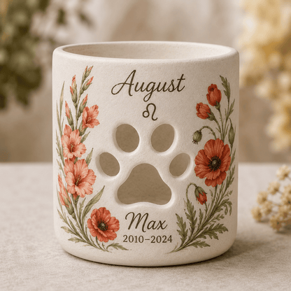 Custom Hand Painted Birth Month Memorial Candle Holder, Personalized Zodiac Pet Loss Gift