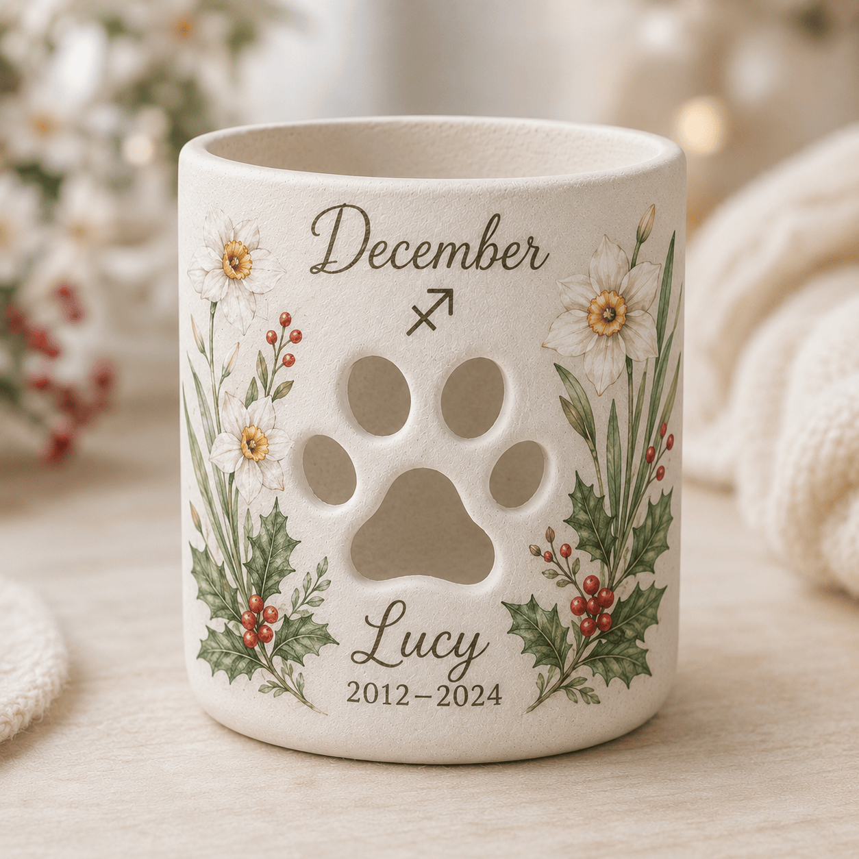 Custom Hand Painted Birth Month Memorial Candle Holder, Personalized Zodiac Pet Loss Gift