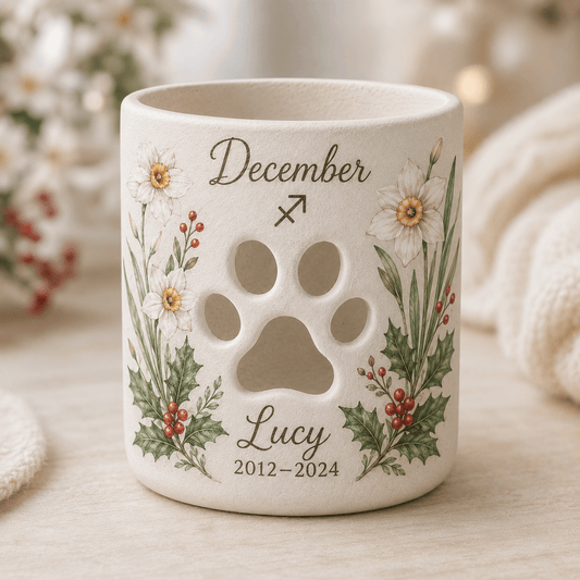 Custom Hand Painted Birth Month Memorial Candle Holder, Personalized Zodiac Pet Loss Gift