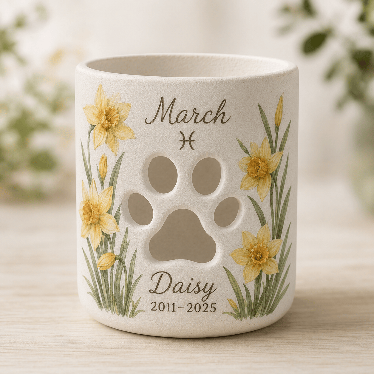 Custom Hand Painted Birth Month Memorial Candle Holder, Personalized Zodiac Pet Loss Gift