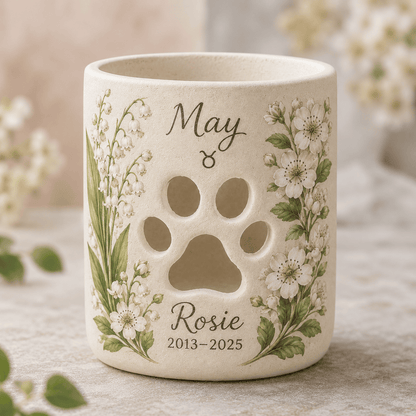 Custom Hand Painted Birth Month Memorial Candle Holder, Personalized Zodiac Pet Loss Gift