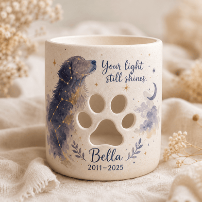 Custom Hand Painted Pet Photo Memorial Candle Holder, Personalized Constellation Sympathy Gift