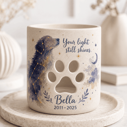 Custom Hand Painted Pet Photo Memorial Candle Holder, Personalized Constellation Sympathy Gift