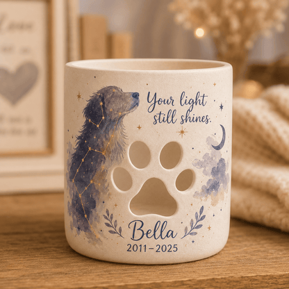 Custom Hand Painted Pet Photo Memorial Candle Holder, Personalized Constellation Sympathy Gift