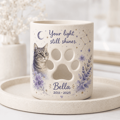 Custom Hand Painted Pet Photo Memorial Candle Holder, Personalized Star Memorial Gift