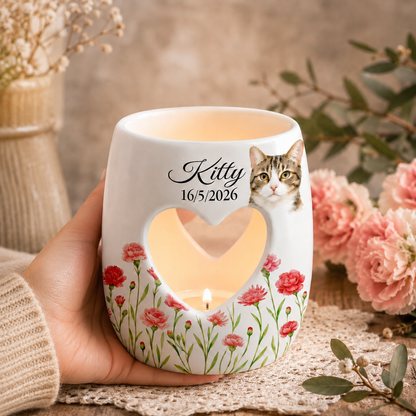Personalised Memorial Candle Holder, Custom Pet Loss Remembrance Gift, CatPassed Away Sympathy Gift