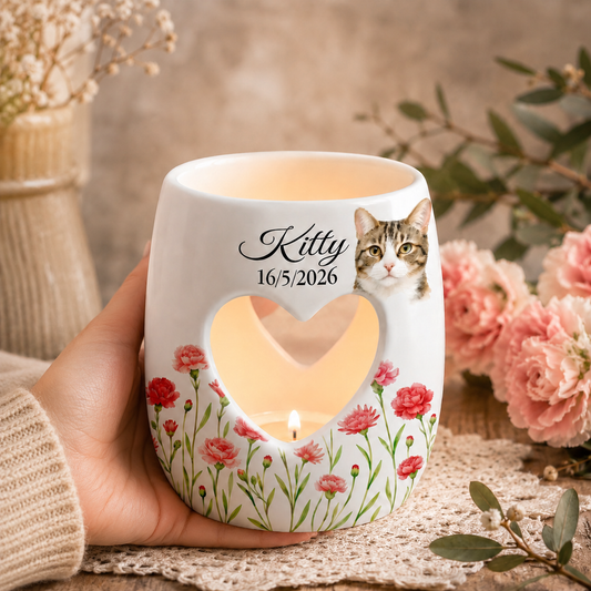 Personalised Memorial Candle Holder, Custom Pet Loss Remembrance Gift, CatPassed Away Sympathy Gift