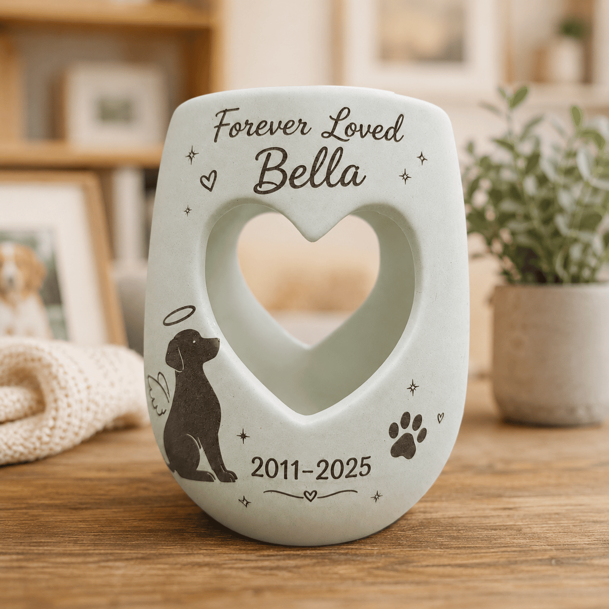 Personalized Pet Memorial Candle Holder, Hand Painted Ceramic Dog or Cat Remembrance Gift