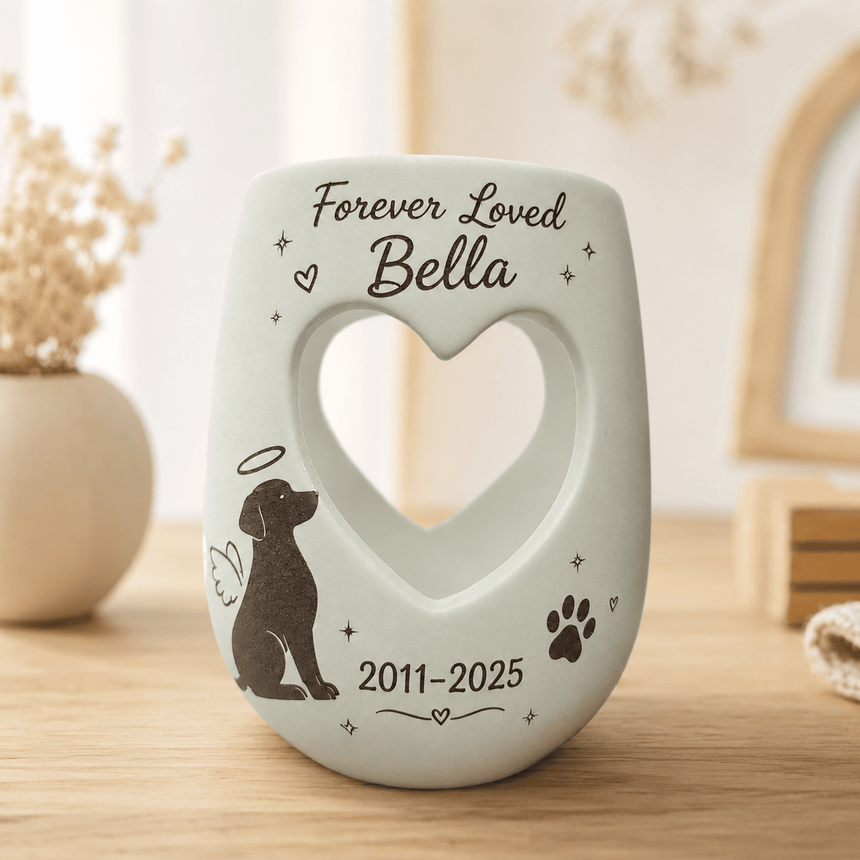 Personalized Pet Memorial Candle Holder, Hand Painted Ceramic Dog or Cat Remembrance Gift