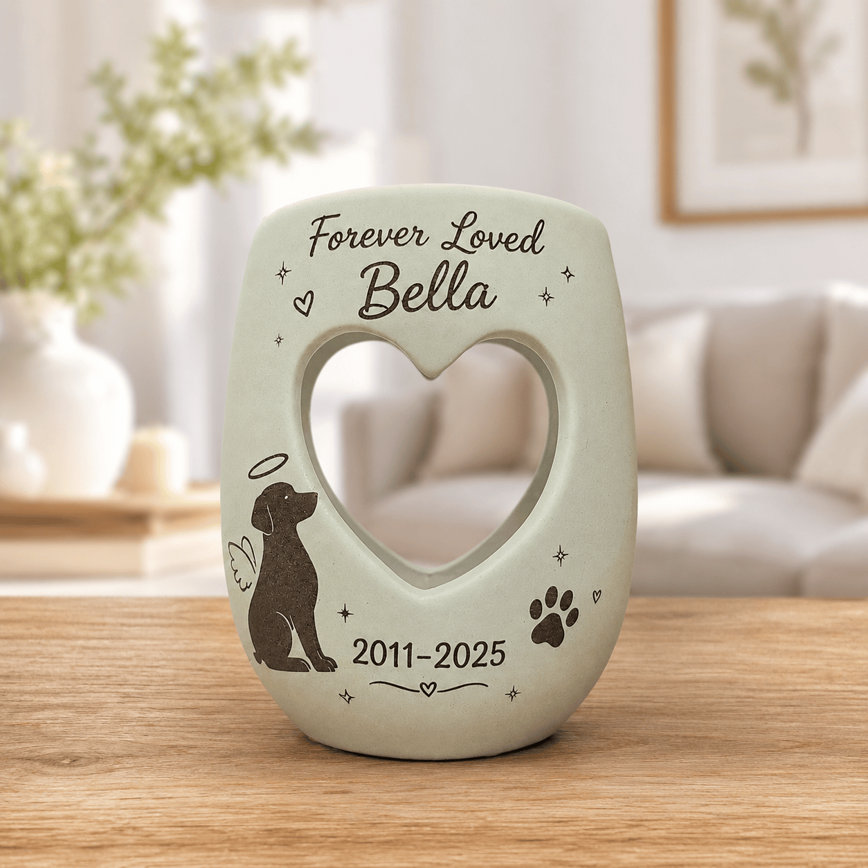 Personalized Pet Memorial Candle Holder, Hand Painted Ceramic Dog or Cat Remembrance Gift