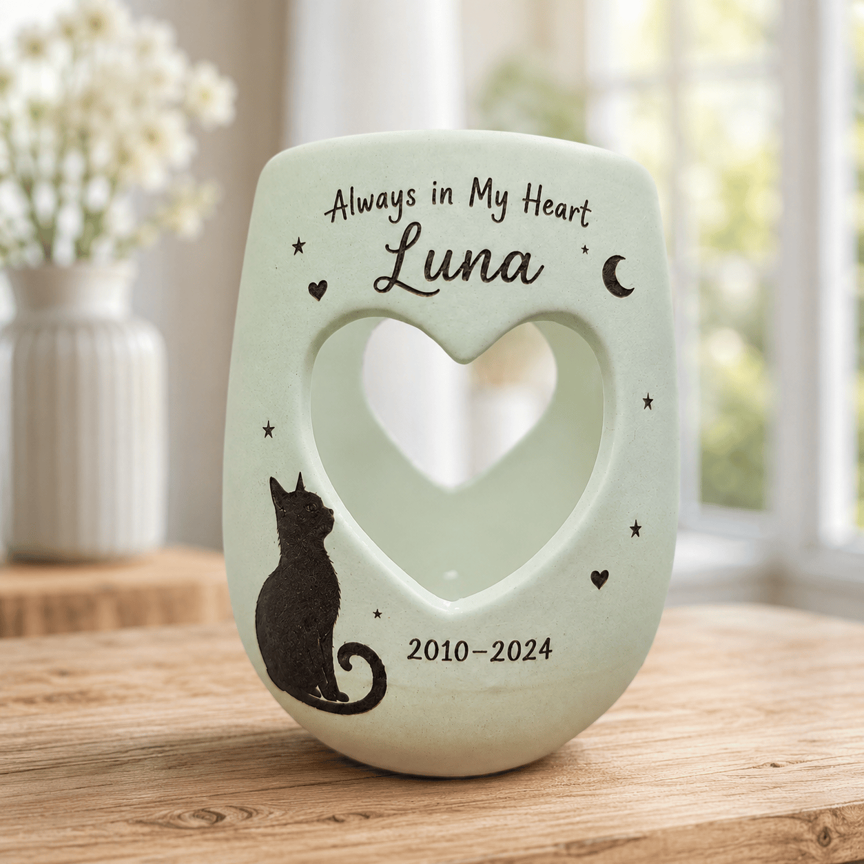 Personalized Cat Memorial Candle Holder | Hand Painted Ceramic Pet Loss Gift | Custom Remembrance Sympathy Gift for Cat Lovers