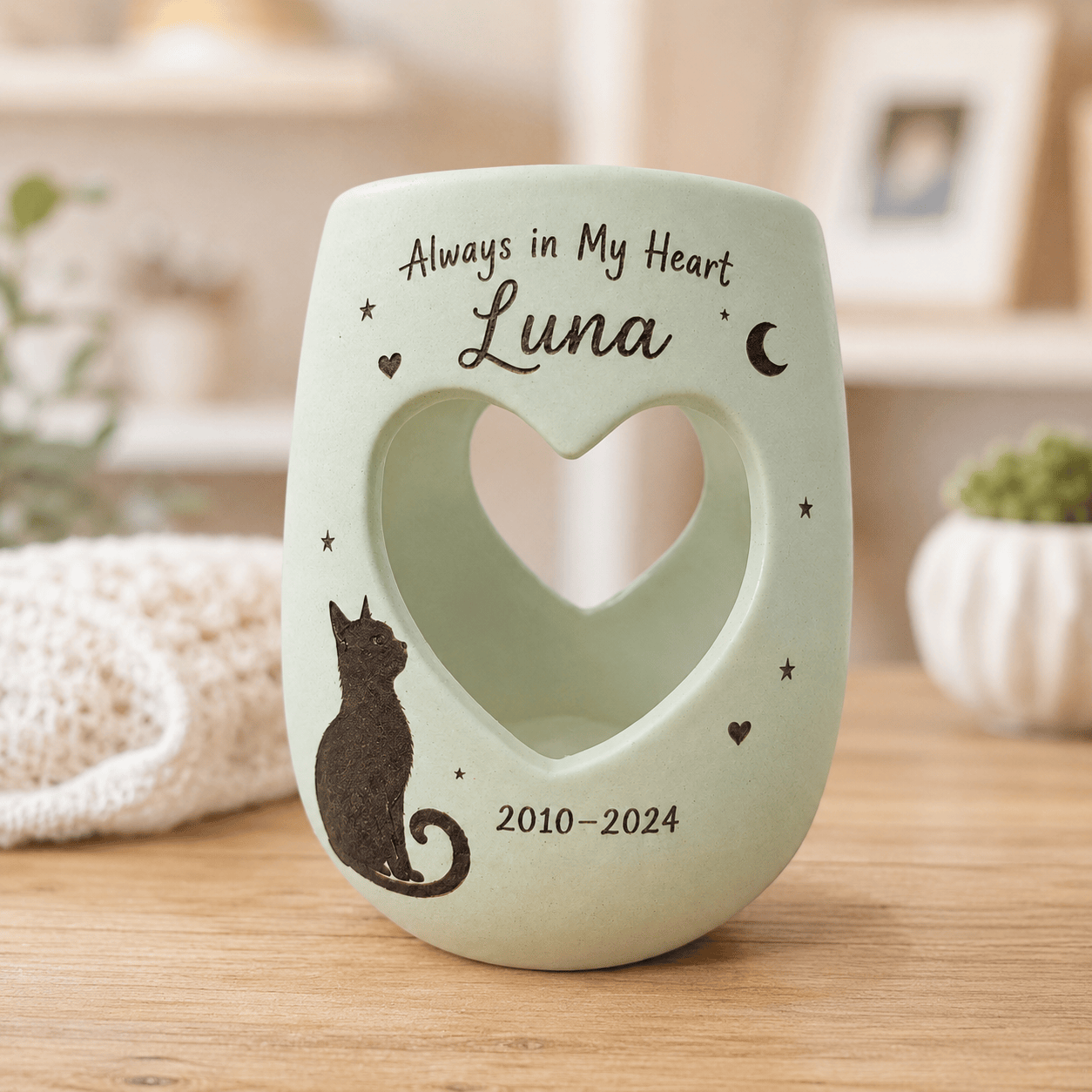Personalized Cat Memorial Candle Holder | Hand Painted Ceramic Pet Loss Gift | Custom Remembrance Sympathy Gift for Cat Lovers