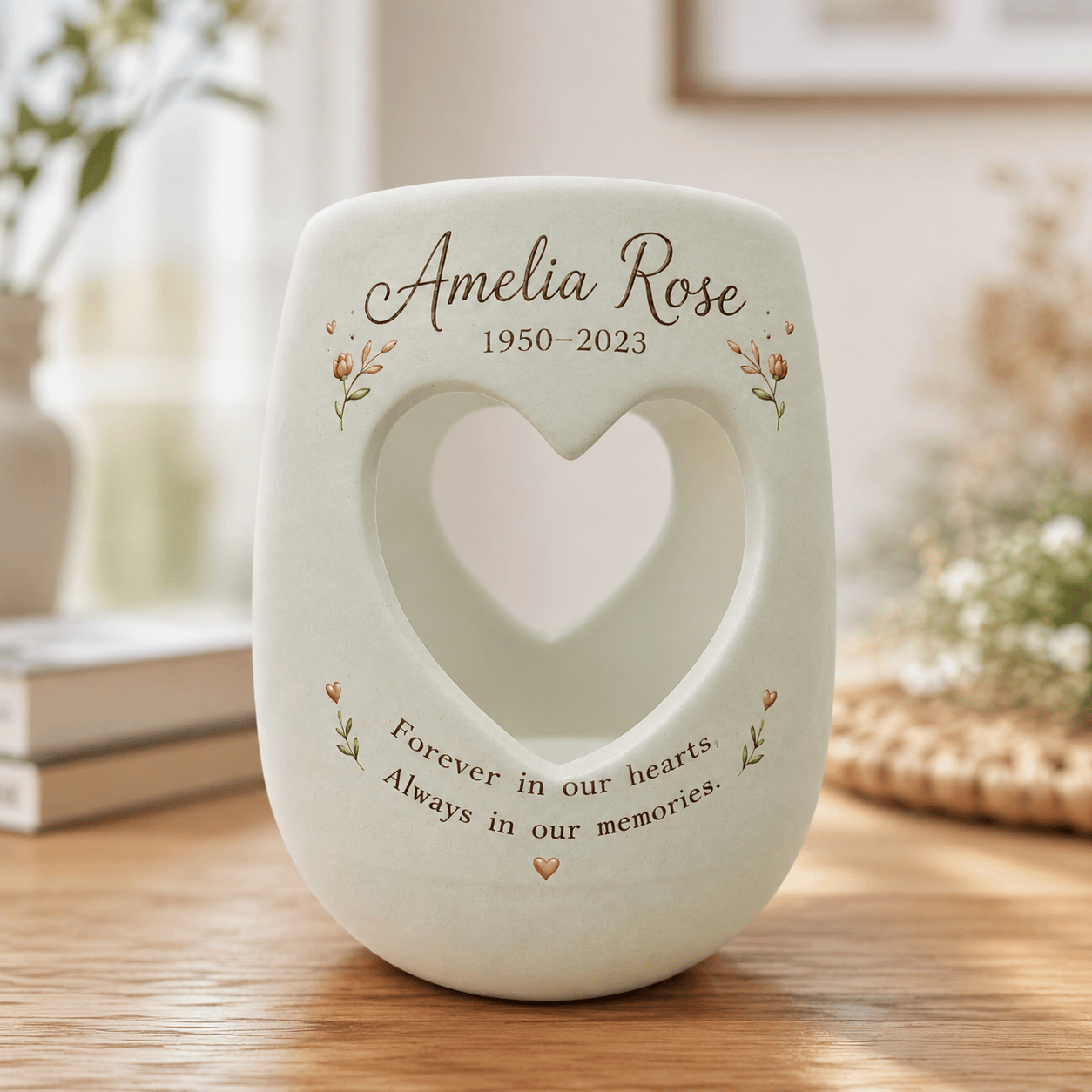 Hand-Painted Ceramic Memorial Candle Holder, Personalized Remembrance Gift