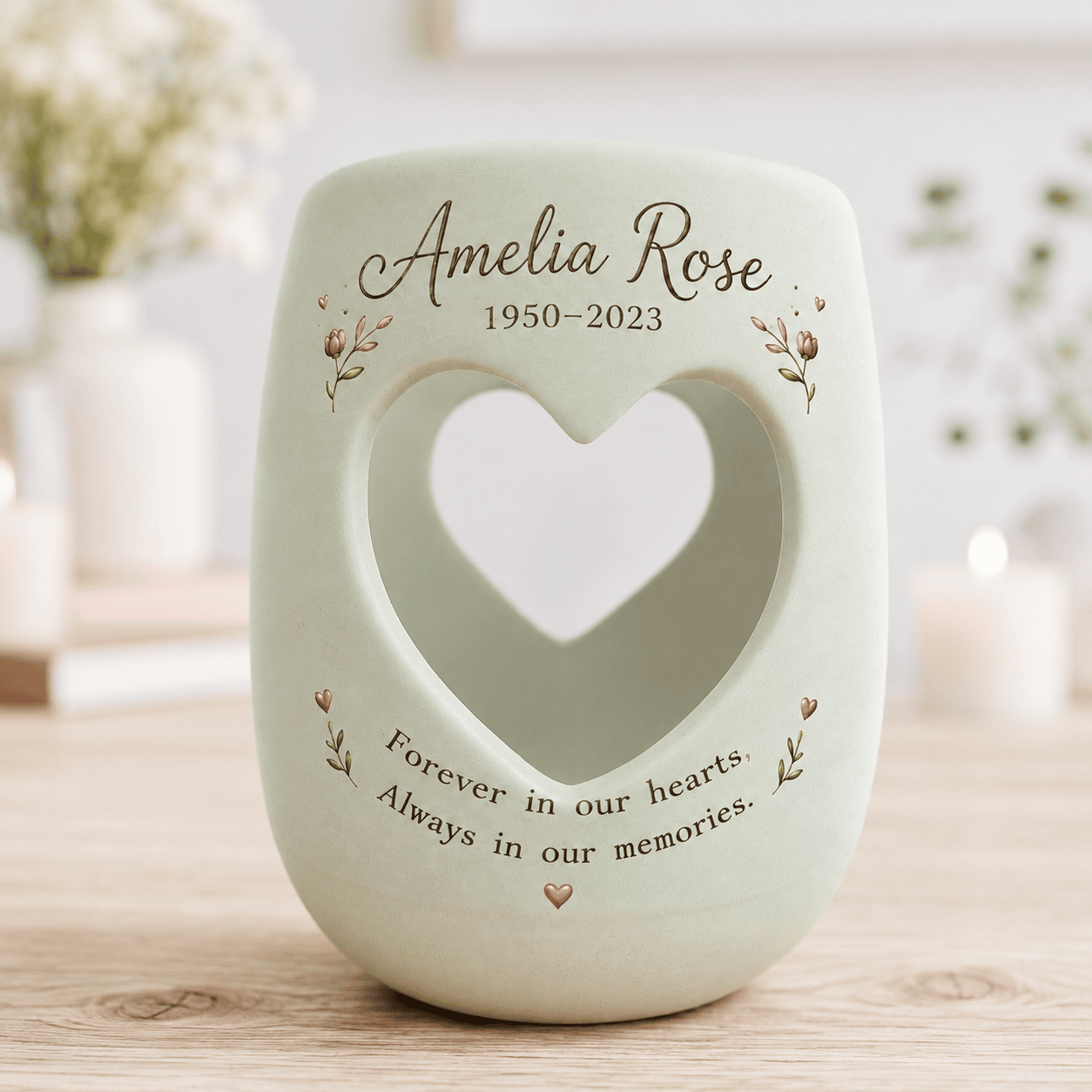 Hand-Painted Ceramic Memorial Candle Holder, Personalized Remembrance Gift
