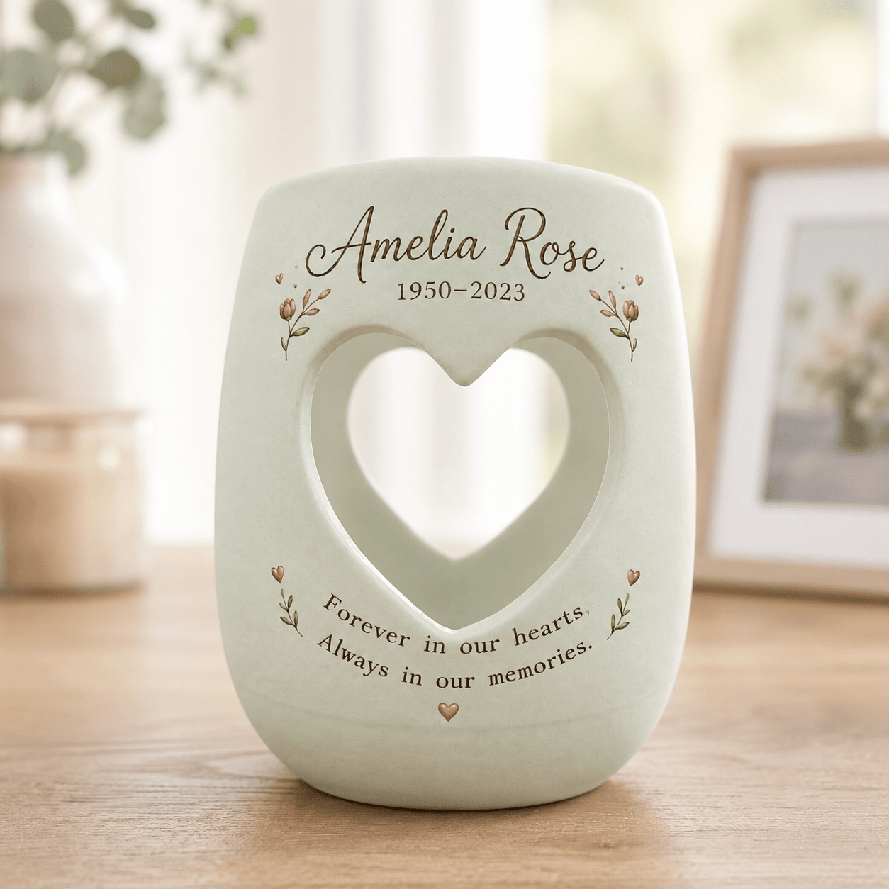 Hand-Painted Ceramic Memorial Candle Holder, Personalized Remembrance Gift
