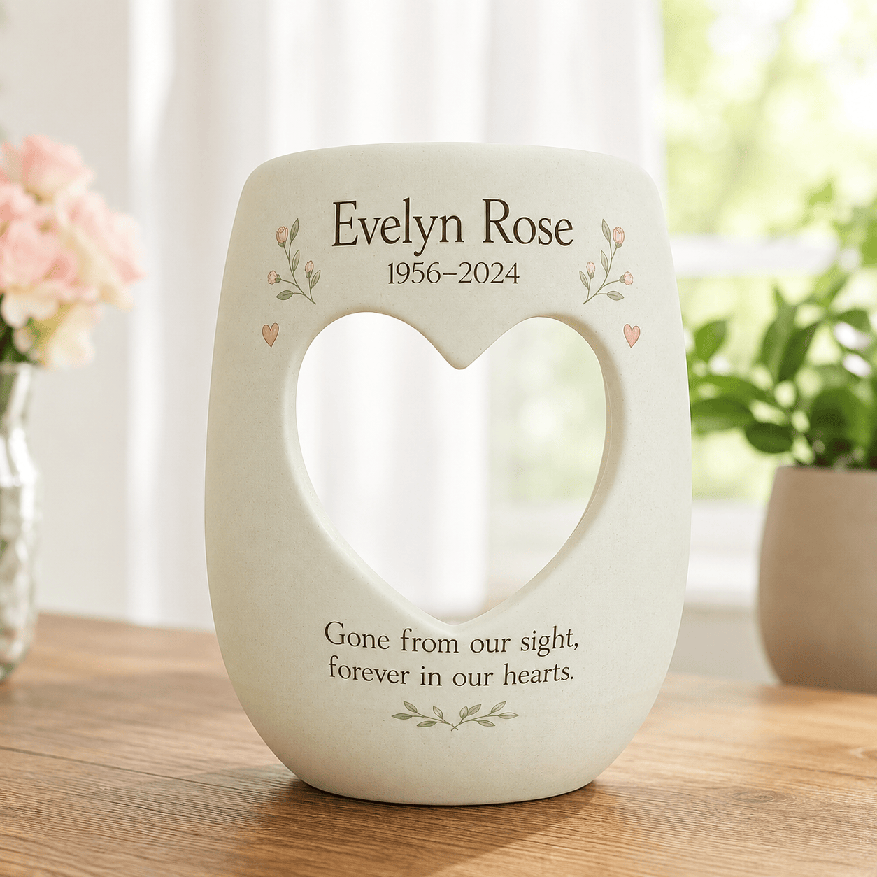 Personalized Memorial Candle Holder – Custom Name and Dates Ceramic Remembrance Gift