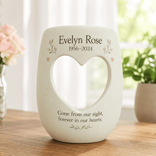 Personalized Memorial Candle Holder – Custom Name and Dates Ceramic Remembrance Gift