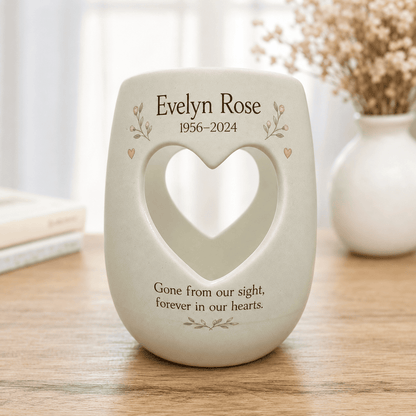 Personalized Memorial Candle Holder – Custom Name and Dates Ceramic Remembrance Gift
