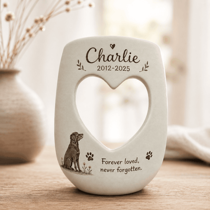 Personalized Dog Memorial Candle Holder – Custom Name and Dates Ceramic Pet Remembrance Gift