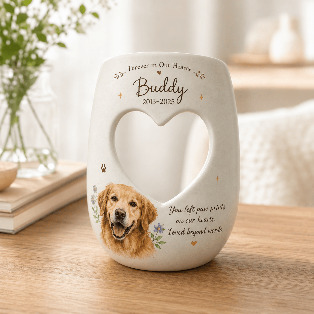 Personalized Dog Memorial Candle Holder – Custom Pet Portrait Ceramic Remembrance Gift