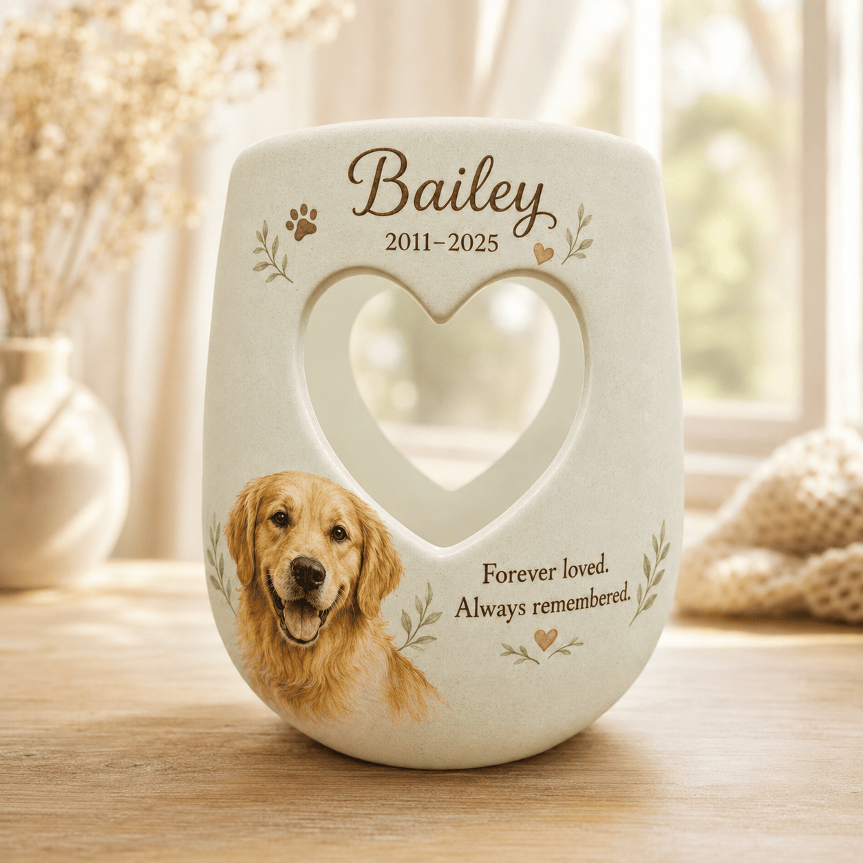 Custom Dog Memorial Candle Holder – Hand-Painted Pet Portrait Ceramic Keepsake Gift