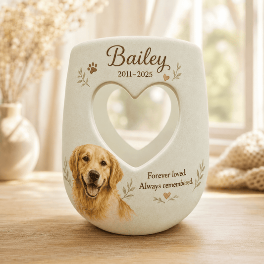 Custom Dog Memorial Candle Holder – Hand-Painted Pet Portrait Ceramic Keepsake Gift