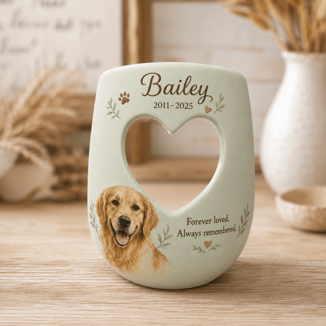 Custom Dog Memorial Candle Holder – Hand-Painted Pet Portrait Ceramic Keepsake Gift