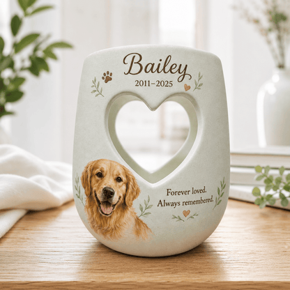 Custom Dog Memorial Candle Holder – Hand-Painted Pet Portrait Ceramic Keepsake Gift