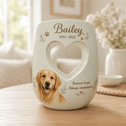 Custom Dog Memorial Candle Holder – Hand-Painted Pet Portrait Ceramic Keepsake Gift