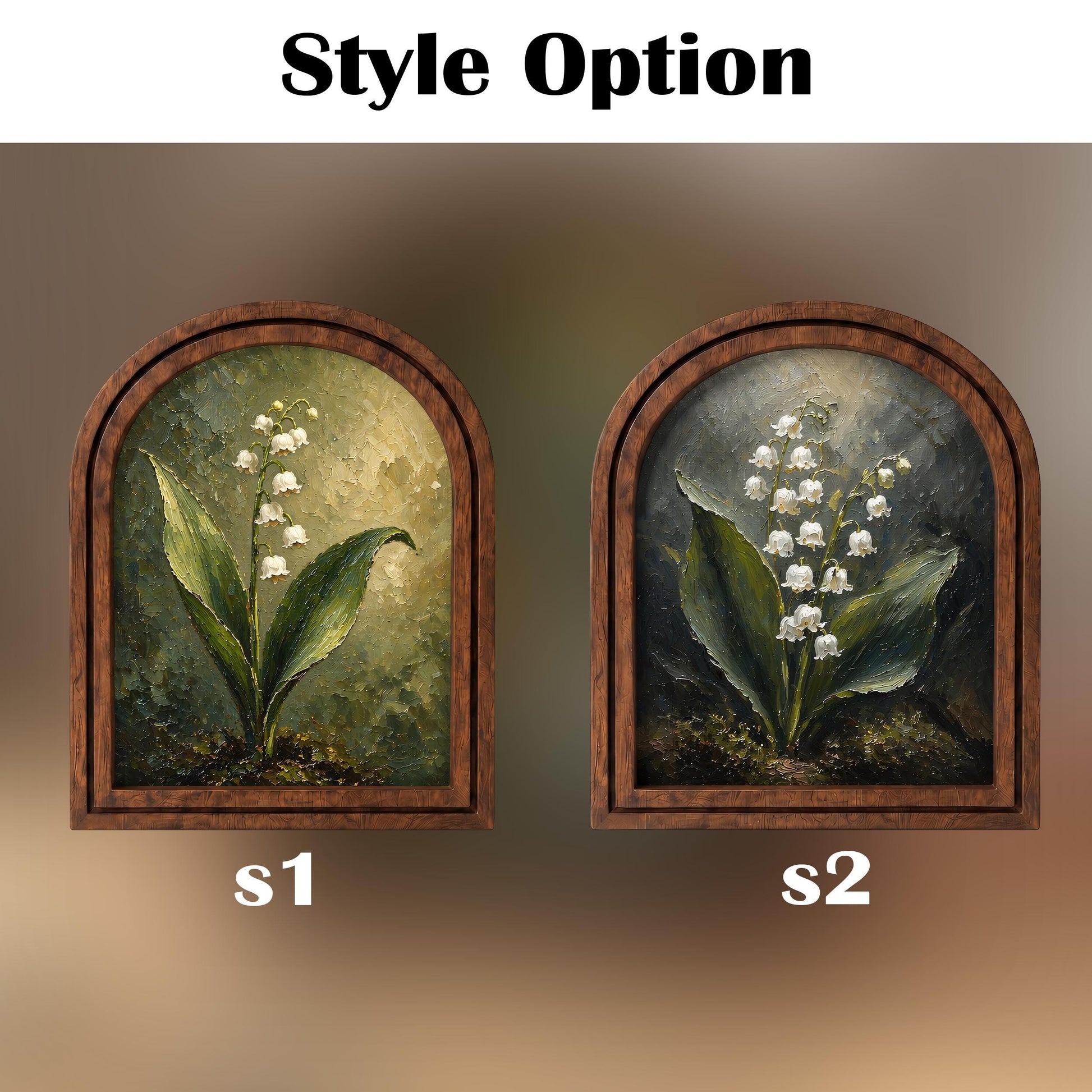 Botanical Lily of the Valley Wall Art, Wooden Arched Picture Frame, Antique Floral Cottagecore Decor, Garden Lover Gift, Housewarming Gift - Image 5