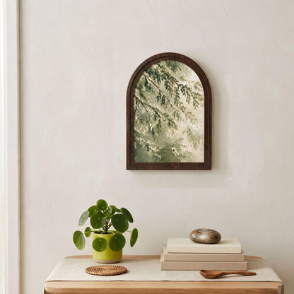 Serene Green Canopy Wall Art, Textured Botanical Tree Branch Painting, Arched Wood Frame, Nature Inspired Home Decor, Woodland Gift - Image 5