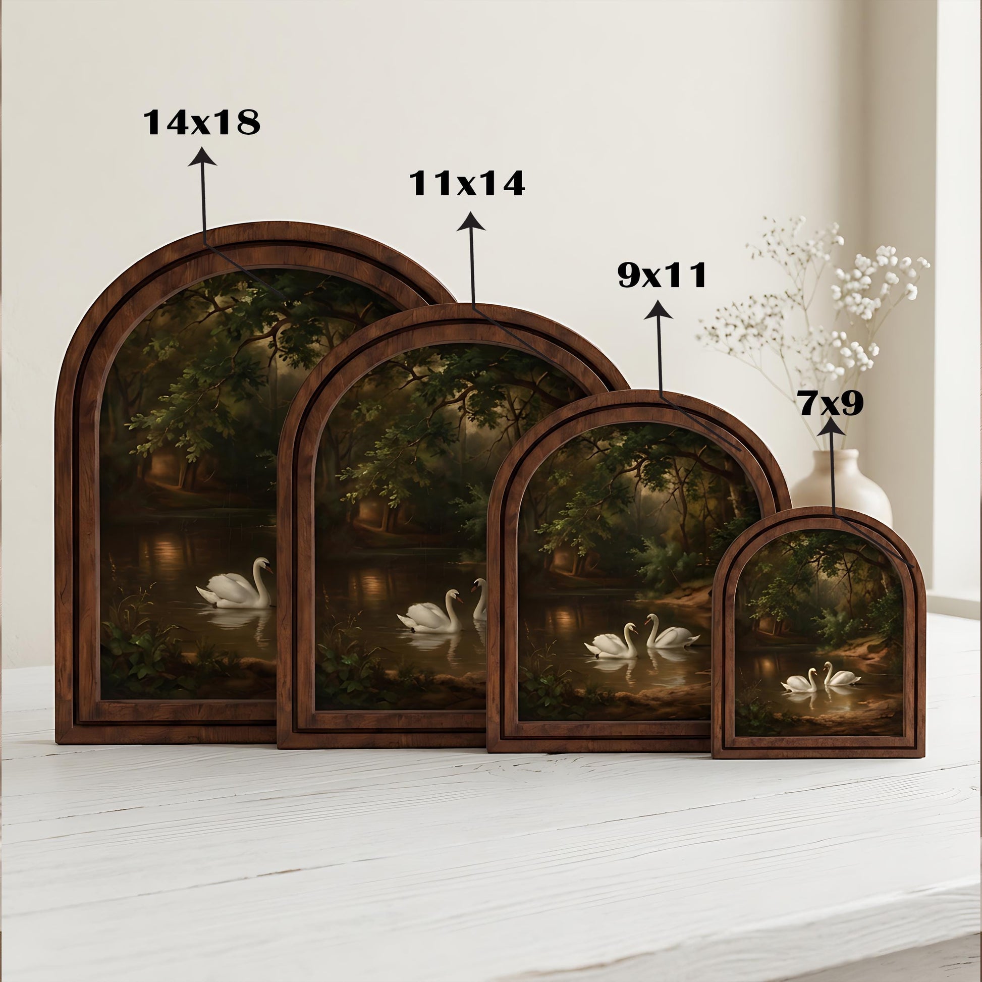 Charming Cottage Garden Wall Art, Rustic Blue Cottage and Wildflower Meadow, Arched Wood Frame, Farmhouse Floral Decor, Nature Lover Gift - Image 9
