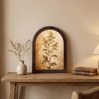 Neutral Floral Wall Art, Arched Wooden Frame, Vintage Wildflower Botanical Print, Rustic Farmhouse Decor, French Country Home Gift - Image 3