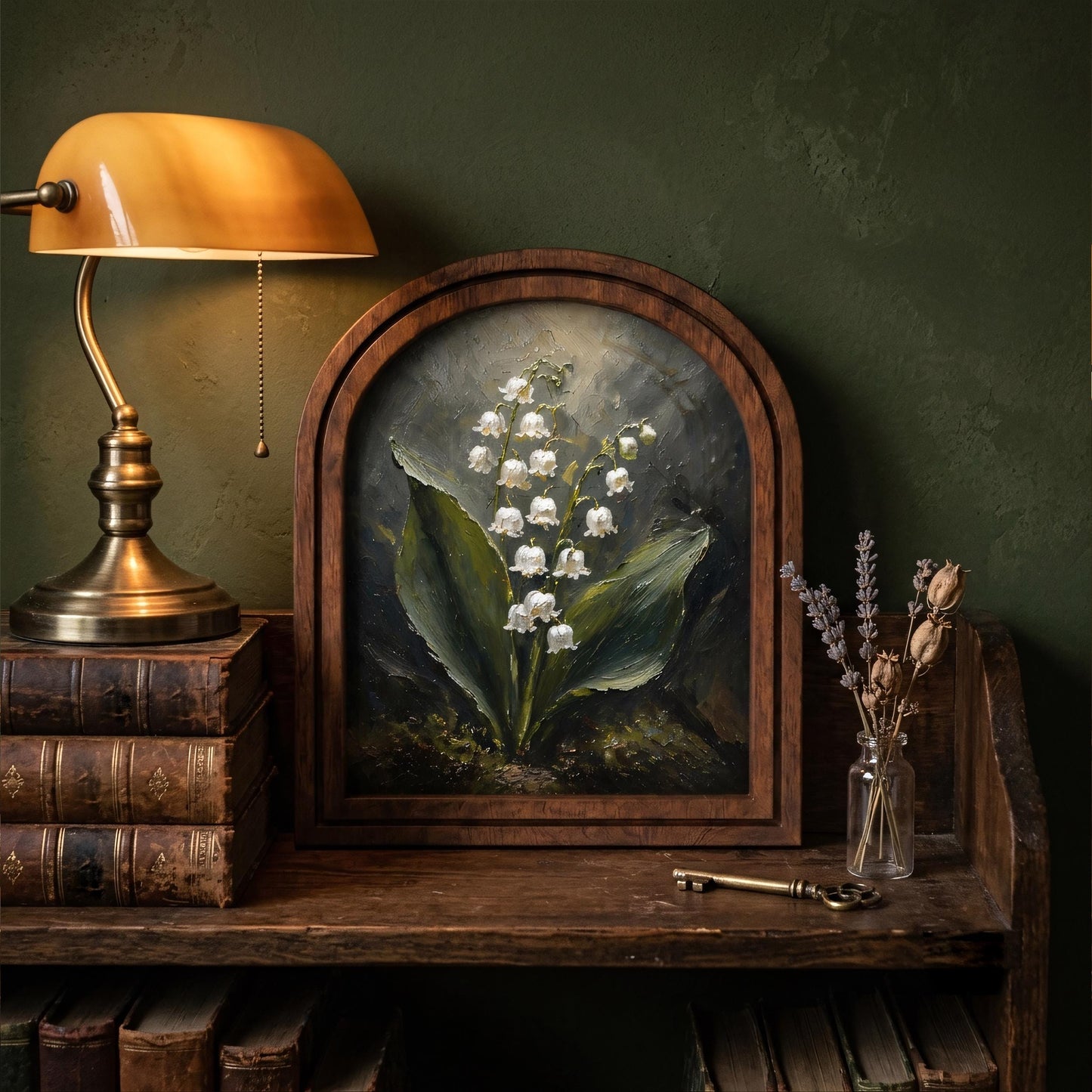 Botanical Lily of the Valley Wall Art, Wooden Arched Picture Frame, Antique Floral Cottagecore Decor, Garden Lover Gift, Housewarming Gift - Image 10