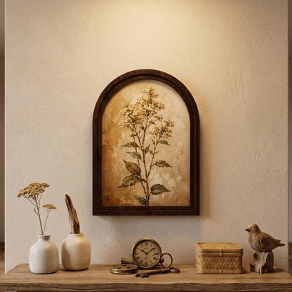 Neutral Floral Wall Art, Arched Wooden Frame, Vintage Wildflower Botanical Print, Rustic Farmhouse Decor, French Country Home Gift - Image 6